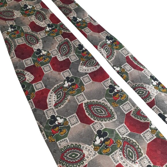 Vintage Mickey Co Disney Atlas Design Silk Tie Gothenburg Sweden Mouse Designer - Picture 2 of 5